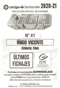 2020-21 Panini LaLiga Santander Este Stickers - Últimos Fichajes #41 Iñigo Vicente Back