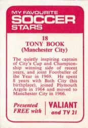 1971-72 IPC Magazines My Favorite Soccer Stars (Valiant and TV 21) #18 Tony Book Back