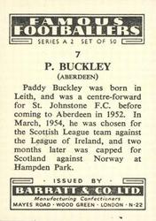 1954 Barratt & Co. Famous Footballers (A2) #7 Paddy Buckley Back