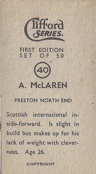 1950 Clifford Footballers #40 Andy McLaren Back