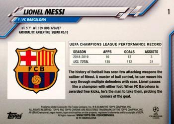 2019-20 Topps Chrome Sapphire Edition UEFA Champions League #1 Lionel Messi Back