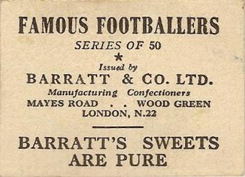 1947-48 Barratt & Co. Famous Footballers #NNO Tommy Walker Back