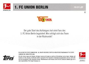 2019-20 Topps Now Bundesliga German #82 1. FC Union Berlin Back