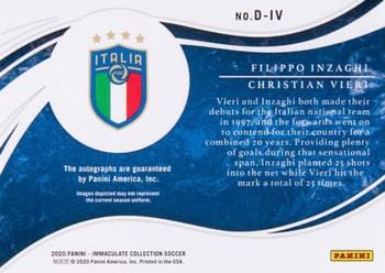 2020 Panini Immaculate Collection - Dual Autographs Platinum #D-IV Filippo Inzaghi / Christian Vieri Back