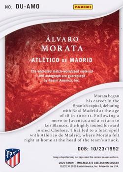 2020 Panini Immaculate Collection - Dual Swatch Autographs #DU-AMO Alvaro Morata Back