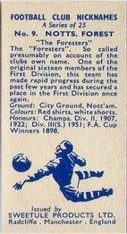 1959-60 Sweetule Products Football Club Nicknames #9 Nottingham Forest Back