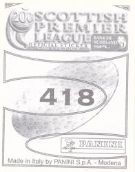 2000 Panini Scottish Premier League Stickers #418 Gordon Marshall Back