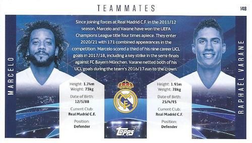 2020-21 Topps UEFA Champions League Best of the Best #148 Marcelo / Raphaël Varane Back