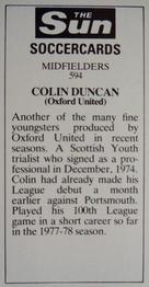 1978-79 The Sun Soccercards #594 Colin Duncan Back