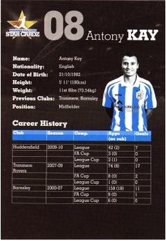 2010-11 Star Cardz Huddersfield Town #08 Antony Kay Back