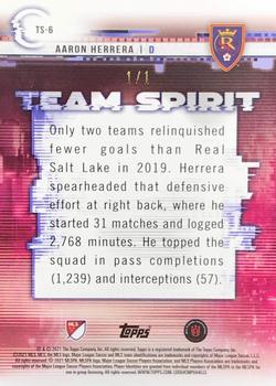 2021 Topps MLS - Team Spirit Black #TS-6 Aaron Herrera Back