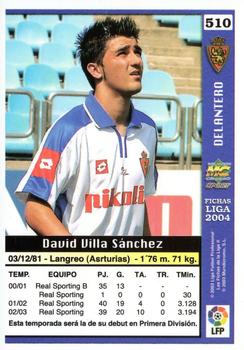 2003-04 Mundicromo Las Fichas de la Liga 2004 #510 Villa Back