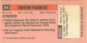 1980-81 Topps Footballer (Pink Back) - Singles #64 Trevor Francis Back