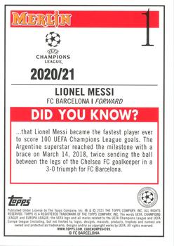 2020-21 Merlin Chrome UEFA Champions League - Aqua Prism #1 Lionel Messi Back