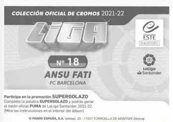 2021-22 Panini LaLiga Santander Este Stickers #18 Ansu Fati Back
