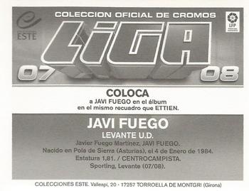 2007-08 Panini Liga Este Stickers #NNO Javi Fuego Back