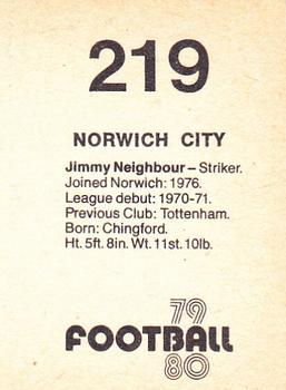 1979-80 Transimage Football Stickers #219 Jim Neighbour Back