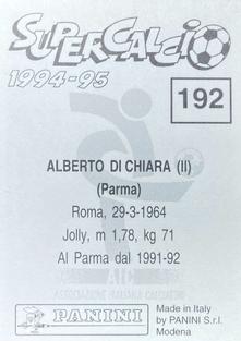 1994-95 Panini Supercalcio Stickers #192 Alberto Di Chiara Back