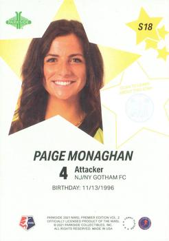 2021 Parkside NWSL Premier Edition - Stars Foil #S18 Paige Monaghan Back