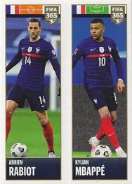2022 Panini FIFA 365 The Golden World of Football #378a / 378b Adrien Rabiot / Kylian Mbappé Front