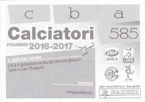 2016-17 Panini Calciatori Stickers #585 Gian Filippo Felicioli / Alberto Almici / Melker Hallberg Back
