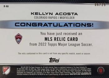 2022 Topps MLS - Relics Orange #R-KA Kellyn Acosta Back