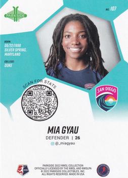 2022 Parkside NWSL #107 Mia Gyau Back