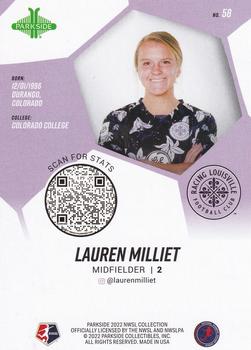2022 Parkside NWSL - Foil Board #58 Lauren Milliet Back