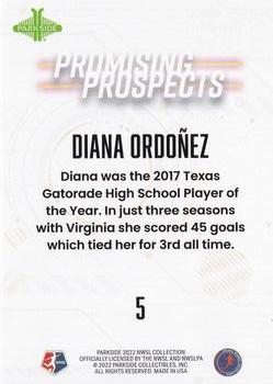 2022 Parkside NWSL - Promising Prospects Red #5 Diana Ordoñez Back