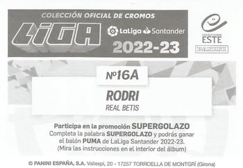 2022-23 Panini LaLiga Santander Este Stickers #16A Rodri Sanchez Back