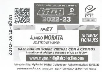 2022-23 Panini LaLiga Santander Este Stickers - Ultimos Fichajes #47 Álvaro Morata Back
