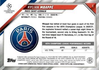 2021-22 Topps Chrome UEFA Champions League - Aqua Lava Refractor #1 Kylian Mbappé Back