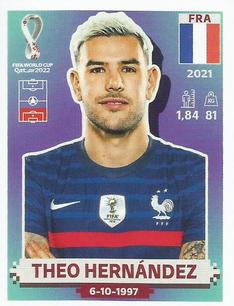 2022 Panini FIFA World Cup: Qatar 2022 Stickers (Blue Fronts w/ White Border) #FRA6 Theo Hernandez Front