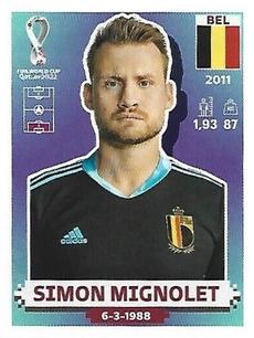 2022 Panini FIFA World Cup: Qatar 2022 Stickers (Blue Fronts w/ White Border) #BEL4 Simon Mignolet Front