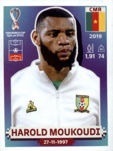 2022 Panini FIFA World Cup: Qatar 2022 Stickers (Blue Fronts w/ White Border) #CMR8 Harold Moukoudi Front