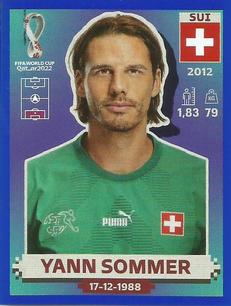 2022 Panini FIFA World Cup: Qatar 2022 Stickers (Blue Fronts w/ White Border) - Blue #SUI3 Yann Sommer Front