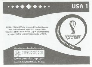 2022 Panini FIFA World Cup: Qatar 2022 Stickers (Blue Fronts w/ White Border) - Red #USA1 Team Shot Back