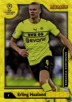 2021-22 Merlin Chrome UEFA Champions League - Yellow Wave Refractor #150 Erling Haaland Front