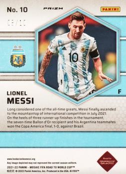2021-22 Panini Mosaic Road to FIFA World Cup - Mosaic Gold Fluorescent #10 Lionel Messi Back