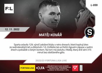 2022-23 SportZoo Live Fortuna:Liga #L-059 Matej Kovar Back