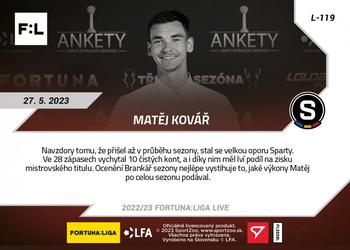 2022-23 SportZoo Live Fortuna:Liga #L-119 Matej Kovar Back