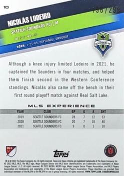 2022 Topps Chrome MLS - Aqua Lava #10 Nicolás Lodeiro Back