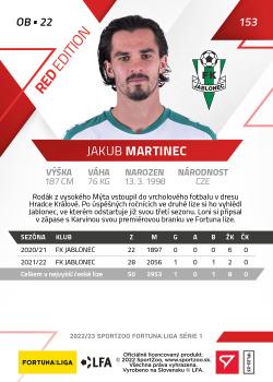 2022-23 SportZoo Fortuna:Liga - Limited Edition Red #153 Jakub Martinec Back
