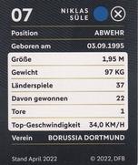 2022 Rewe DFB-Sammelalbum #7 Niklas Süle Back