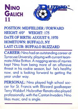 1993-94 Kodak/Vix Buffalo Blizzard #NNO Nino Galich Back