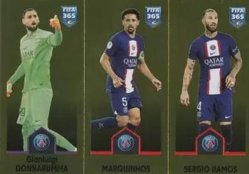 2023 Panini FIFA 365 The Golden World of Football #215 Gianluigi Donnarumma / Marquinhos / Sergio Ramos Front