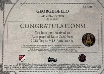 2022 Topps Renaissance MLS - Autographed Relics Gold #AR-GB1 George Bello Back