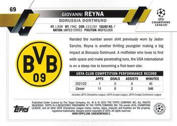 2022-23 Topps UEFA Club Competitions 1st Edition #69 Giovanni Reyna Back