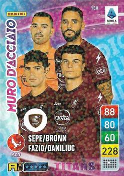 2023 Panini Adrenalyn XL Calciatori Titans #130 Dylan Bronn / Federico Fazio / Luigi Sepe / Flavius Daniliuc Front