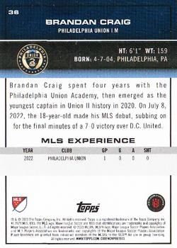 2023 Topps MLS - Blue Foil #36 Brandan Craig Back